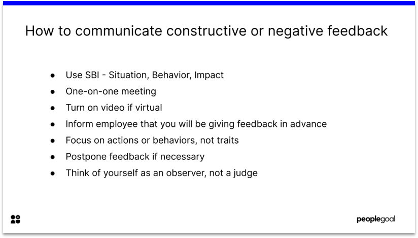 Communicating constructive or negative feedback