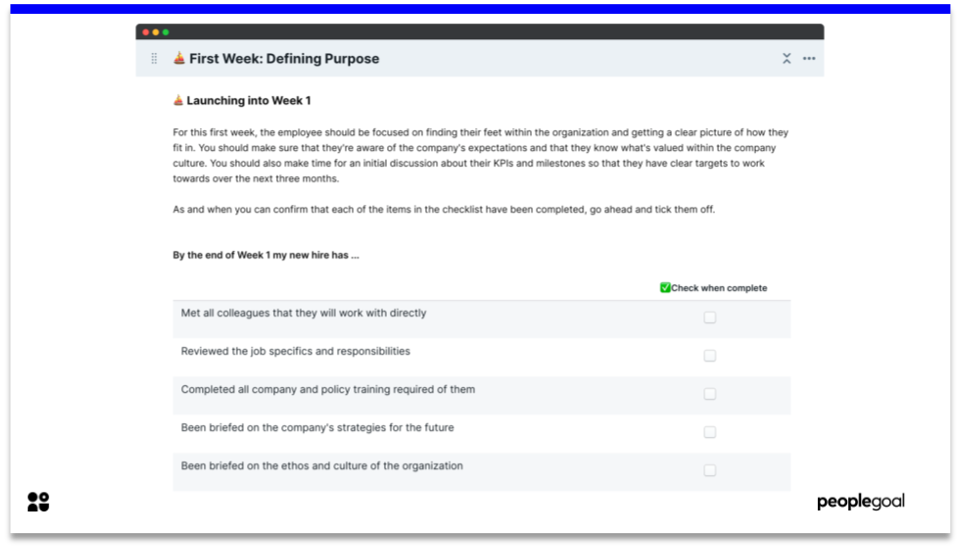 Week 1 - Onboarding Checklist