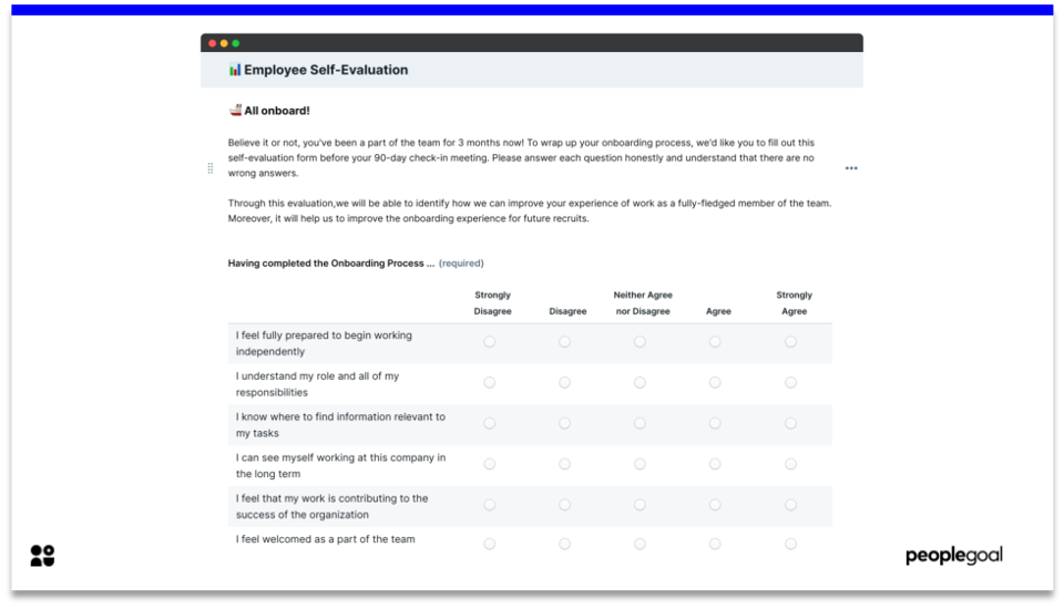 Employee Self-Evaluation - Onboarding Checklist