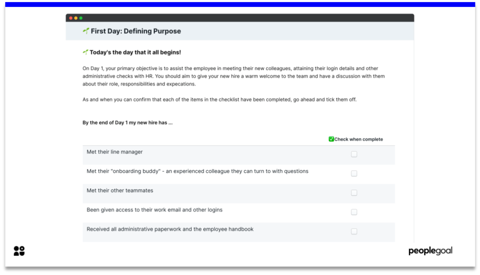 Day 1 - Onboarding Checklist