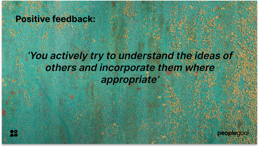 Positive employee feedback example