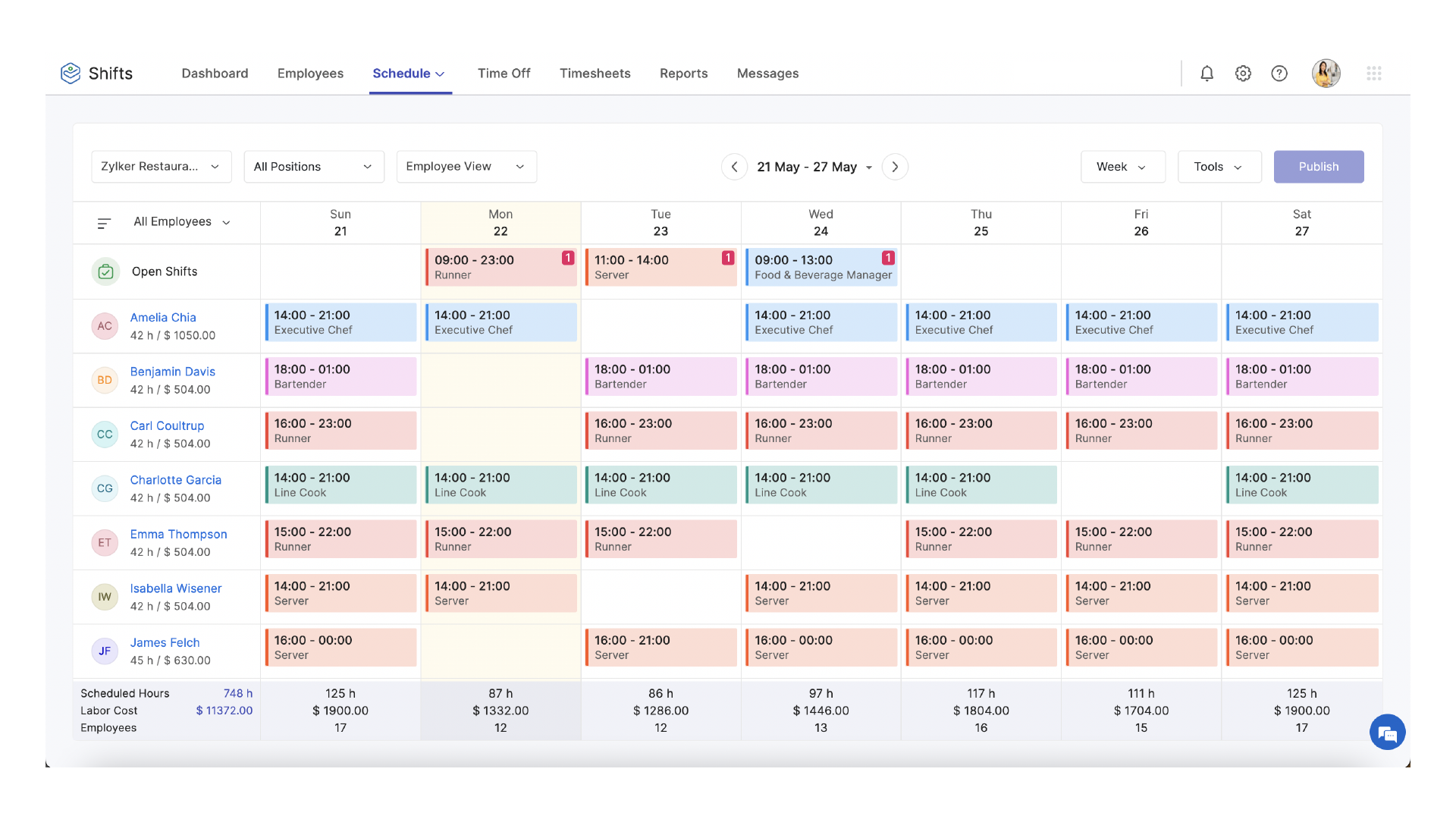 Zoho Shifts software