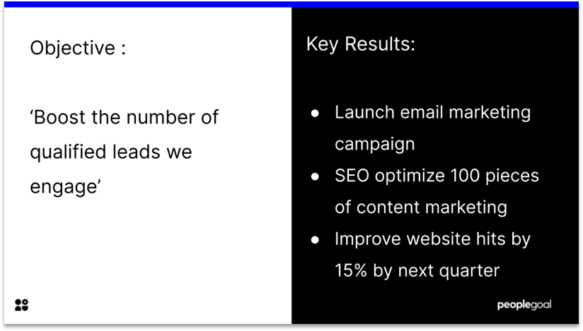 Objectives and key results example