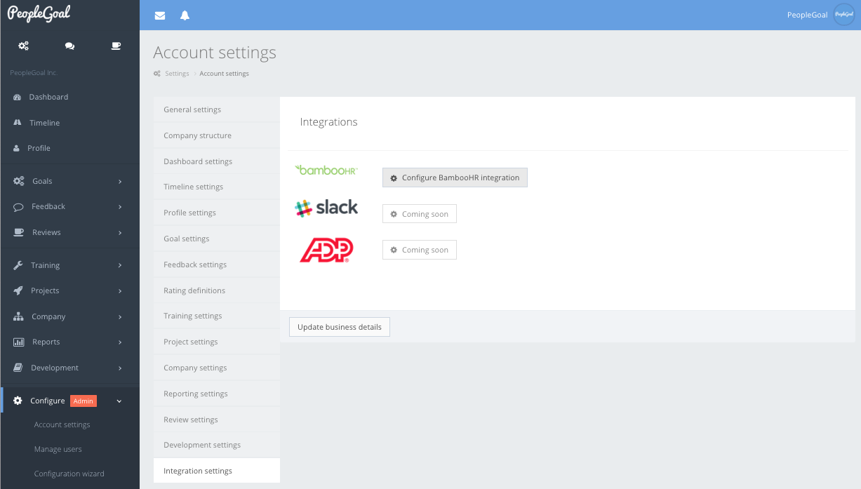 peoplegoal bamboohr configure integration