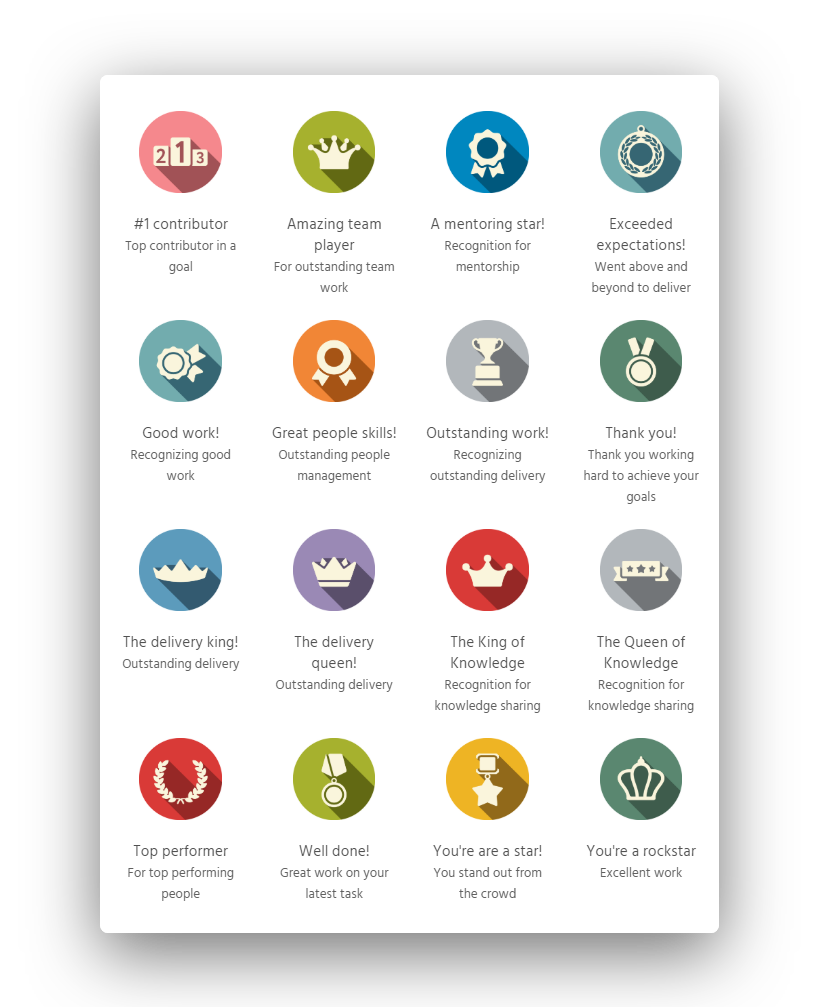 PeopleGoal Recognition Badges List