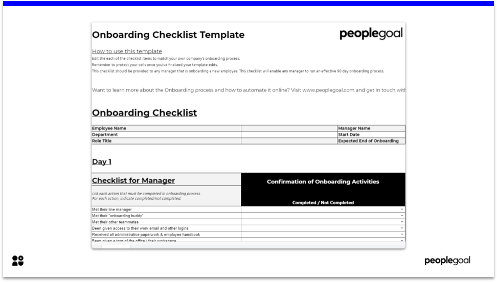 Onboarding Checklist Template