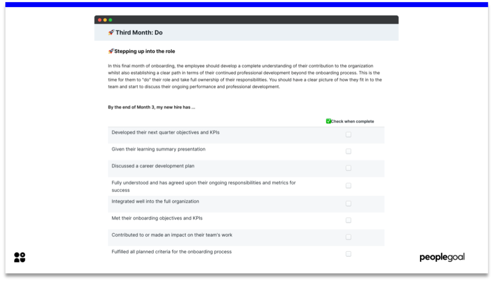 Month 3 - Onboarding Checklist